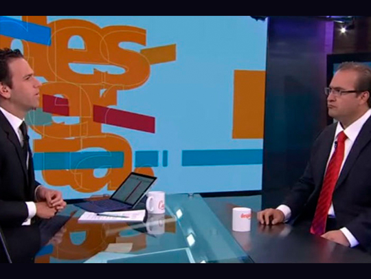 Imagen tomada de video de Noticieros Televisa de la entrevista de Loret de Mola a Javier Duarte.