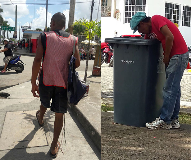 Dos hombres deambulan por el centro de Carrillo Puerto
