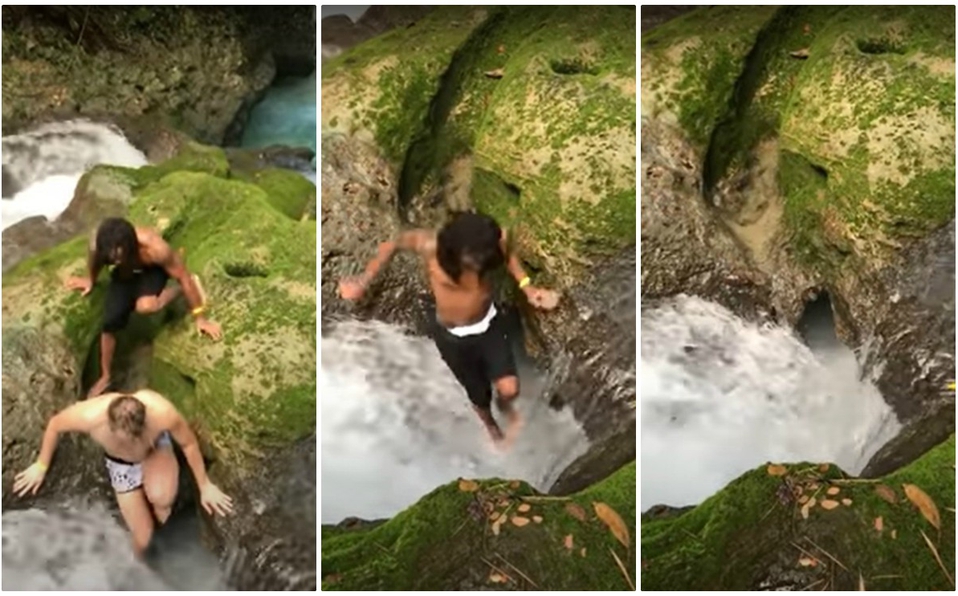 Video: Turistas desaparecen por cascada en Jamaica