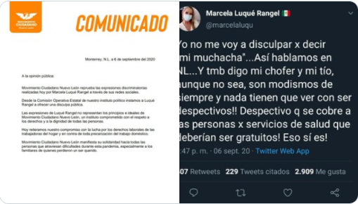 Movimiento Ciudadano se deslinda de comentario de senadora Marcela Luqué