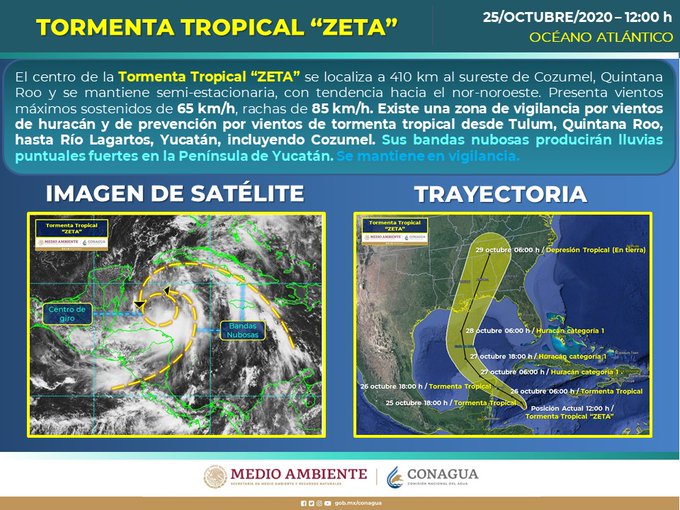 Alerta verde en el norte de Q. Roo por tormenta “Zeta”