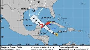 La tormenta tropical “Delta” cambia su trayectoria a Quintana Roo y podría convertirse en huracán