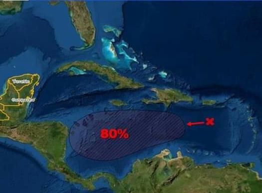 80% de potencial ciclónico en el Caribe