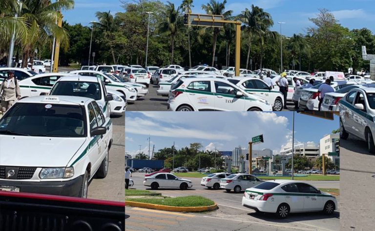¡Otra vez! Taxistas de Cancún vuelven a bloquear la entrada de la Zona Hotelera
