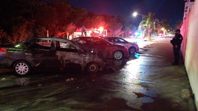 Tres ataques en Playa del Carmen: incendio de un vehículo, hombre herido de bala e intento de detonación de molotov