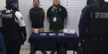 Detienen a dos sujetos en posesión de varias dosis de droga con la ayuda de la unidad Canina en Playa del Carmen