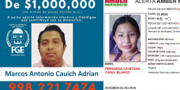 Ofrecen recompensa de un millón de pesos a quien de pruebas del paradero del presunto responsable de la desaparición de la menor Fernanda Cayetana en Isla Mujeres