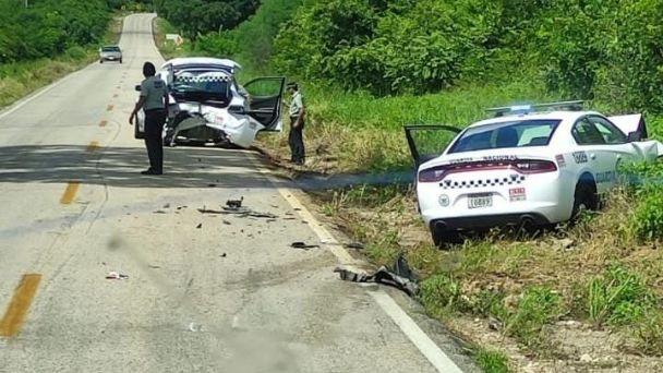 Accidente automovilístico: Patrullas de la Guardia Nacional chocan en Felipe Carrillo Puerto