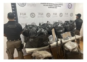 Detienen a 5 personas con más de 100 kilos de droga y armas en cateo a un rancho en Puerto Aventuras
