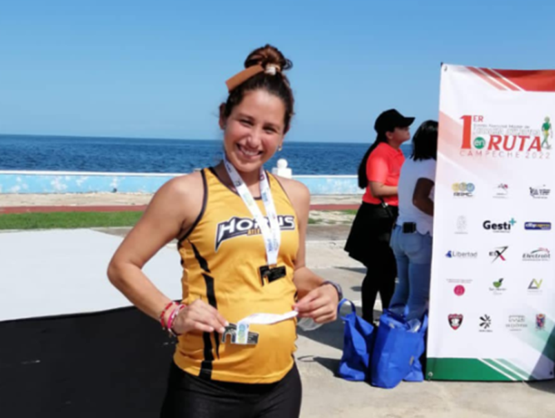 Ivette Naal Uc marchista quintanarroense con 7 meses de embarazo gana dos medallas de oro en Campeche
