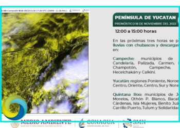 CONAGUA pronostica lluvias y descargas eléctricas para esta tarde en Quintana Roo
