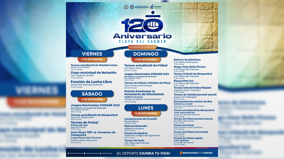 Gobierno de Solidaridad invita a los festejos del 120 aniversario de Playa del Carmen