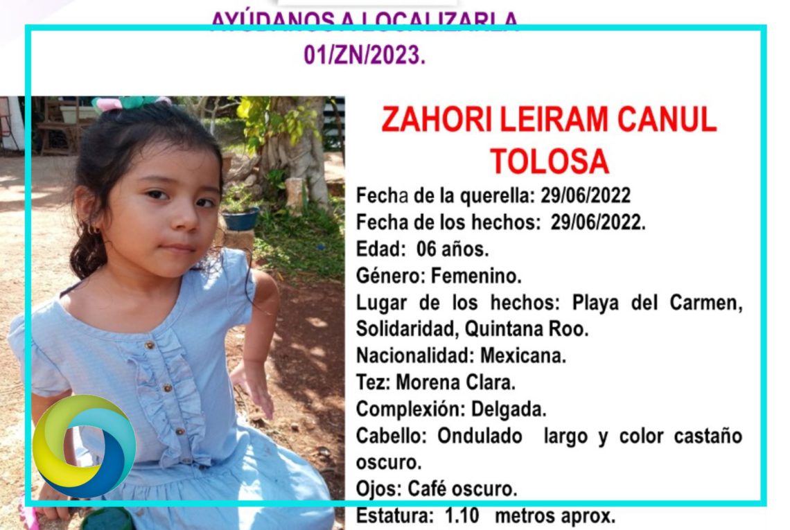 Activan el protocolo ALBA para localizar a la niña Zahori Leiram Canul Tolosa reportada como extraviada en Playa del Carmen