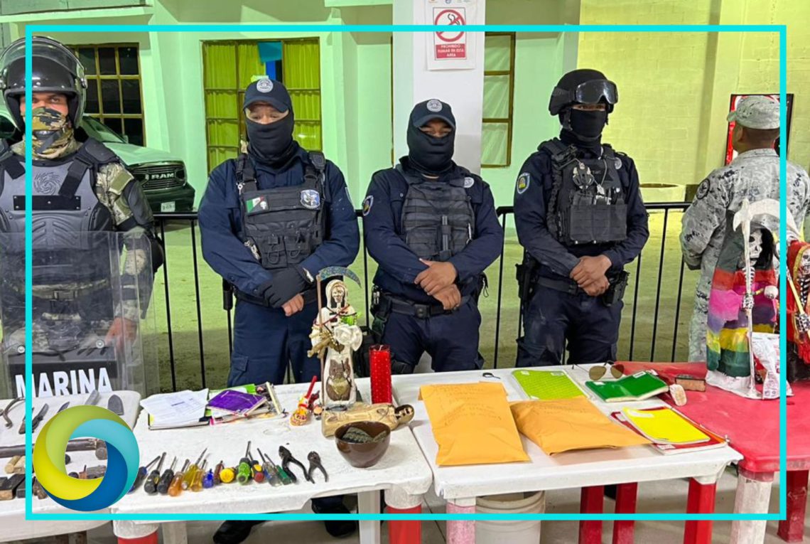 Aseguran armas punzo cortantes, celulares, dinero y droga tras operativo en el CERESO de Cancún