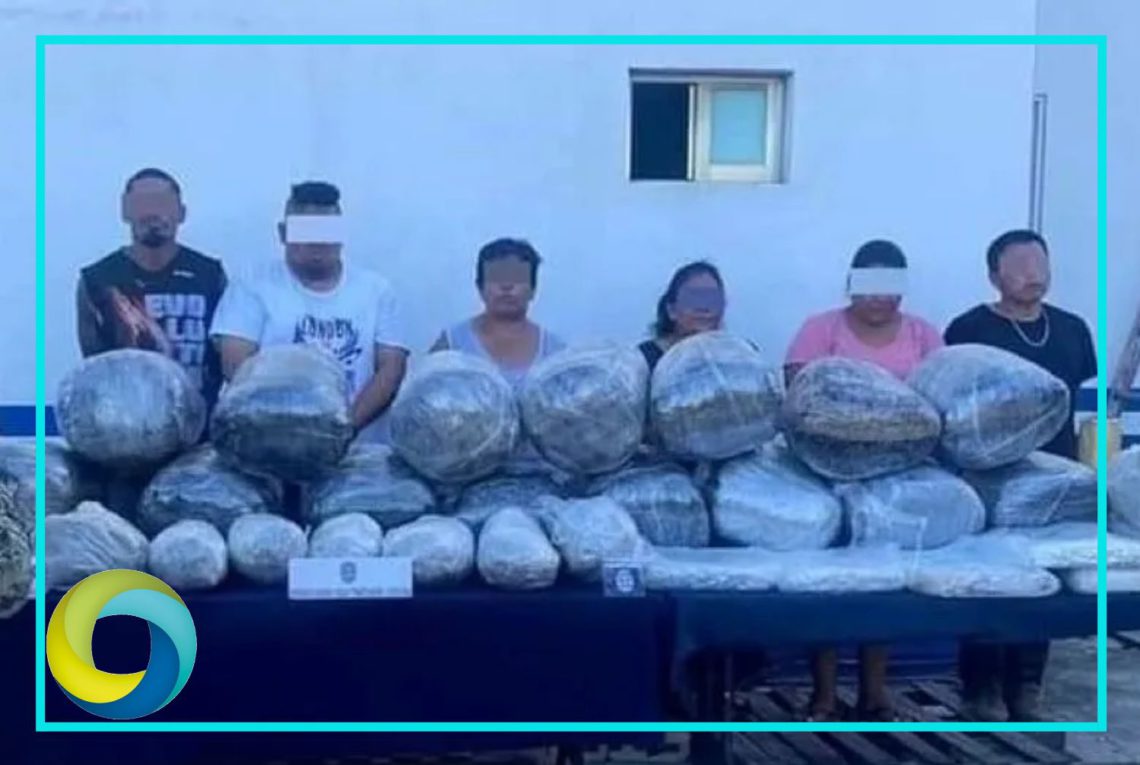 Detienen a seis sujetos entre ellos a tres mujeres con más de 90 kilos de droga en Playa del Carmen
