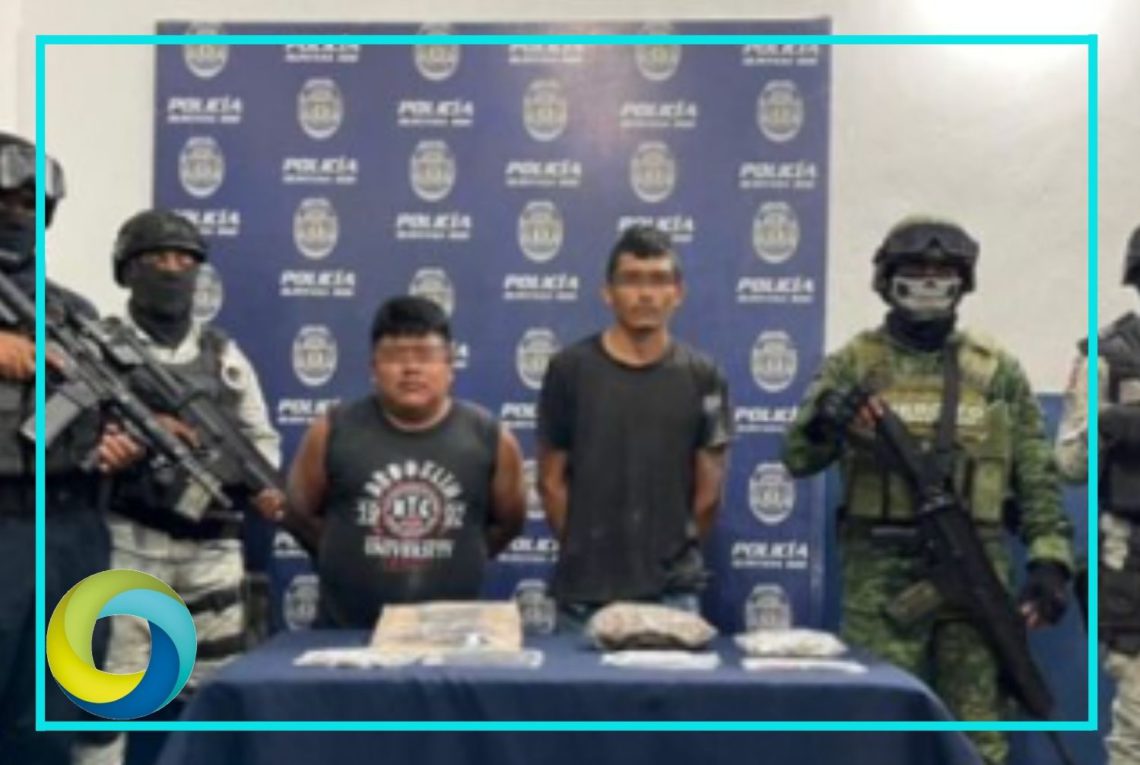 Detienen a dos sujetos en posesión de un arma de fuego y varias dosis de droga en Chetumal