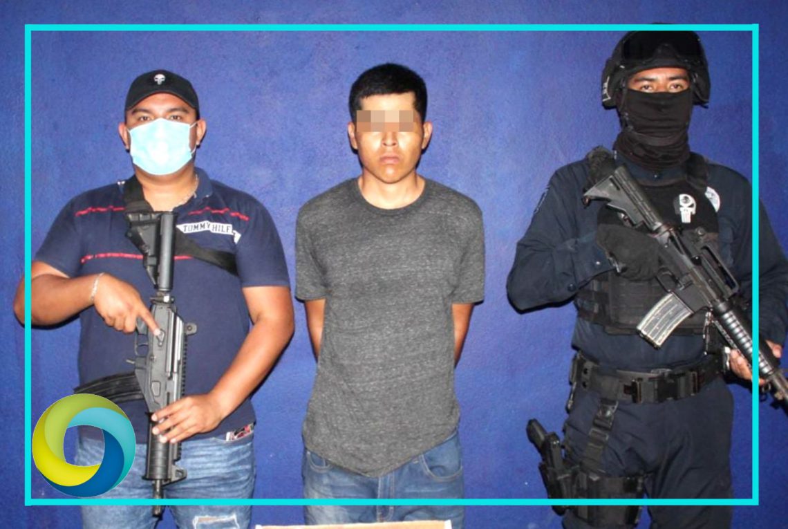 Detienen a sujeto en posesión de un arma de fuego y varias dosis de droga en Alfredo V. Bonfil en Cancún