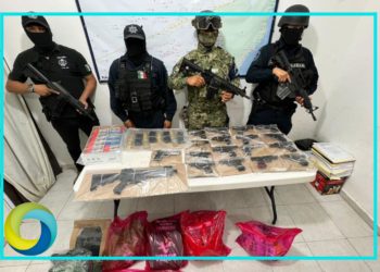 Tras cateo aseguran un arsenal de armas y varias dosis de droga en Tulum; hay dos detenidos