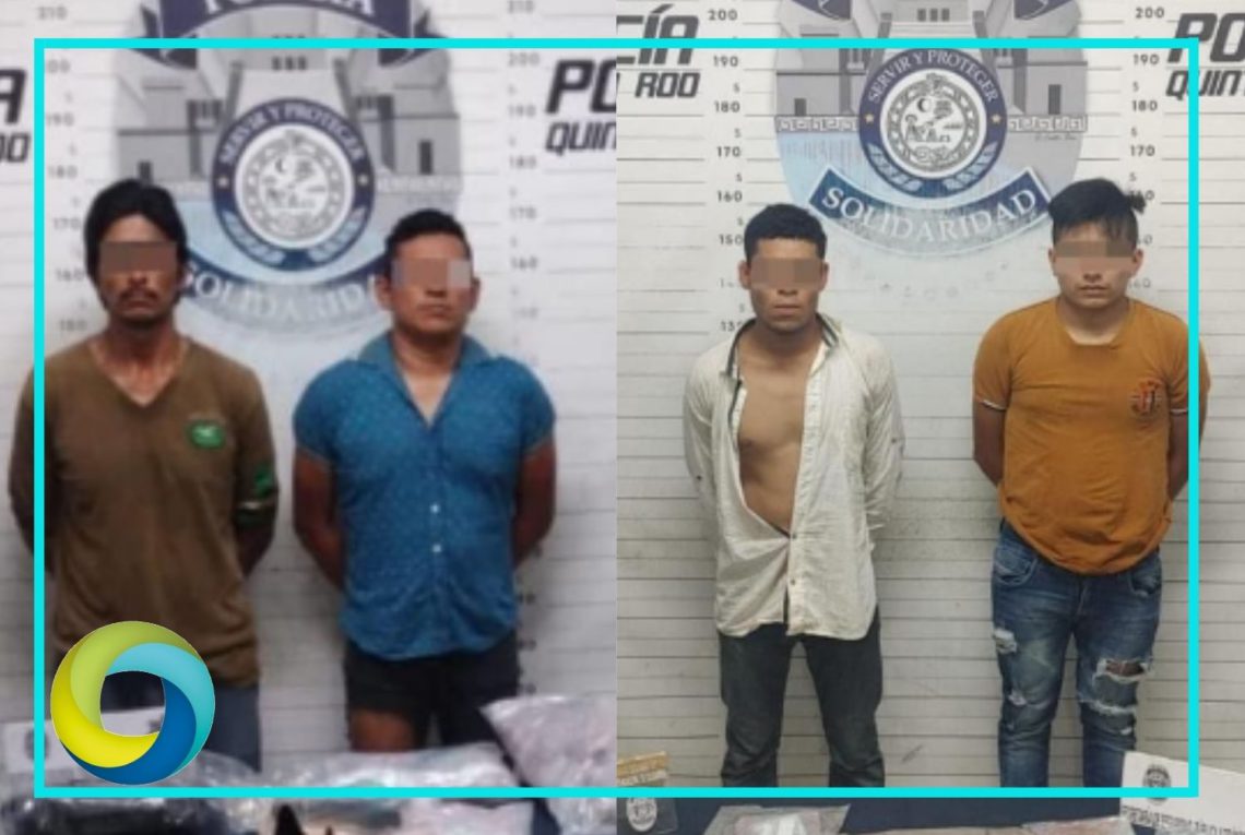 Detienen a cuatro sujetos en portación de armas y drogas en Playa del Carmen 