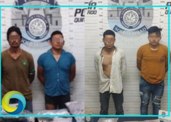 Detienen a cuatro sujetos en portación de armas y drogas en Playa del Carmen 