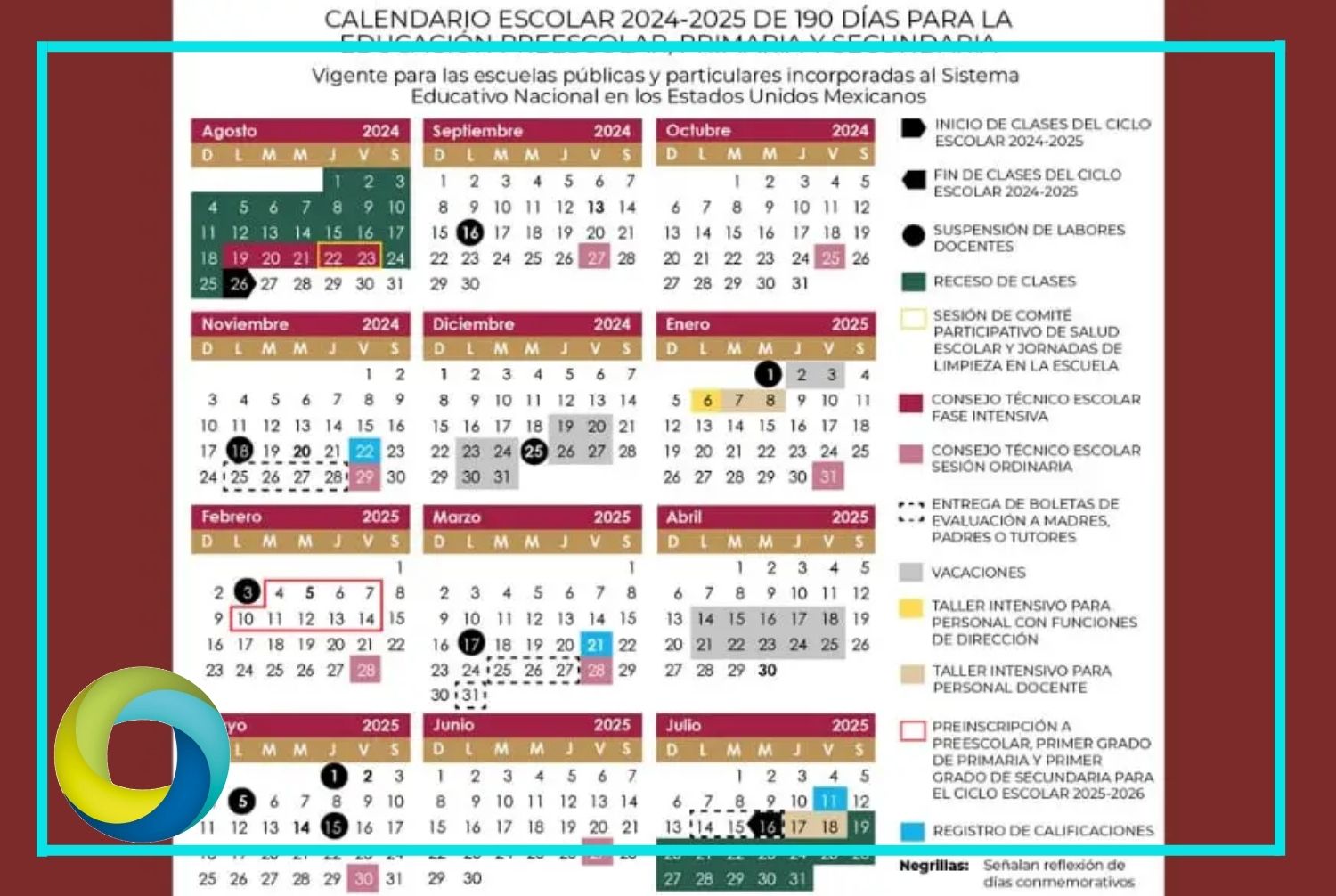 Calendario escolar 2024 a 2025 quintana roo cecyte 3