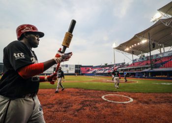 Oaxaca, Oaxaca, 30 de mayo de 2019. Olmo Rosario, durante el tercer juego de la serie de la temporada 2019 de la Liga Mexicana de Beisbol, entre Guerreros de Oaxaca y Piratas de Campeche, celebrado en el estadio Ediardo Vasconselos. Foto: Imago7/